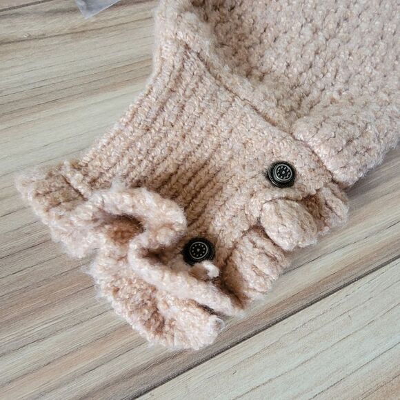 🆕 We The Free Care Snowdrift Knit Collared Henley Pullover in Camel Heather - Picture 9 of 13